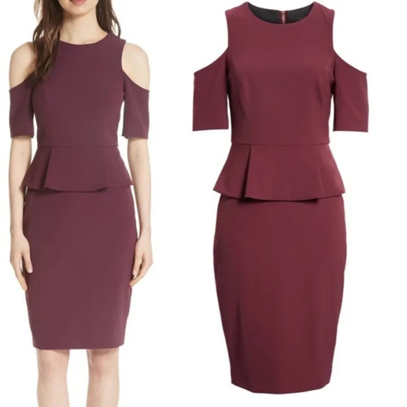 Ted Baker London Peplum Pippard Cold Shoulder Purple Sleeveless Dress SZ… - Picture 1 of 14